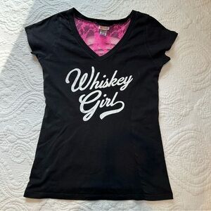 Spencer’s Y2K Whiskey Girl Trashy V-Neck T-Shirt. Size: Large. 100% Cotton.